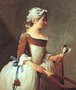 Jean Baptiste Simeon Chardin Girl with Racket and Shuttlecock China oil painting reproduction